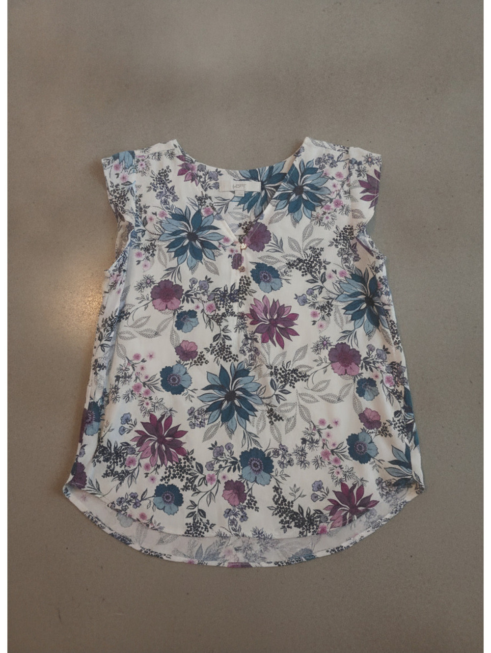 LOFT Floral Print Sleeveless Blouse Size Small